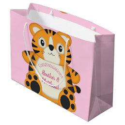 Tiger Baby Shower Pink Large Gift Bag