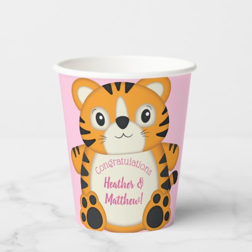 Tiger Baby Shower Pink Paper Cups