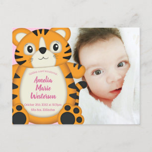 Tiger Baby Shower Pink Postcard