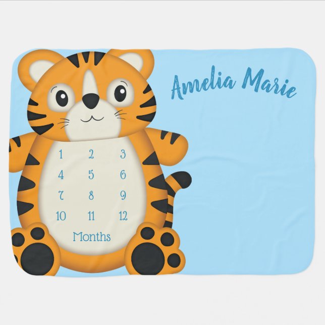 Tiger Baby Shower Safari Baby Blanket (Horizontal)