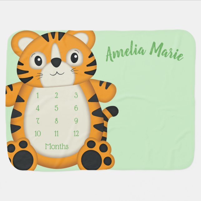 Tiger Baby Shower Safari Blanket (Horizontal)