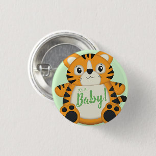 Tiger Baby Shower Safari Button