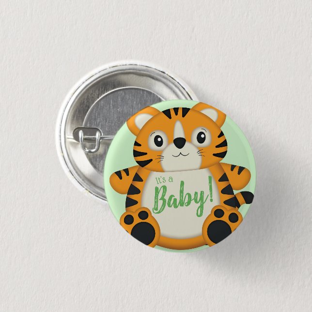 Tiger Baby Shower Safari Button (Front & Back)