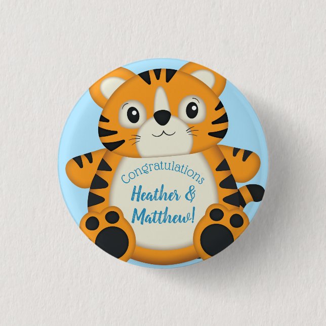 Tiger Baby Shower Safari Button (Front)