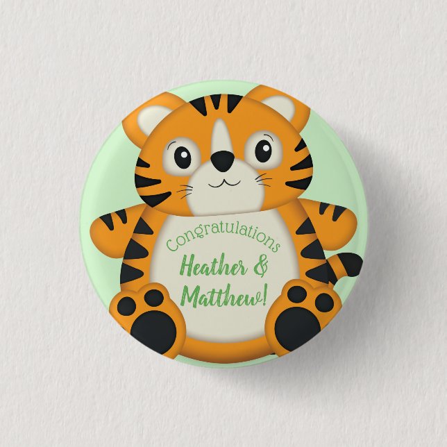 Tiger Baby Shower Safari Button (Front)