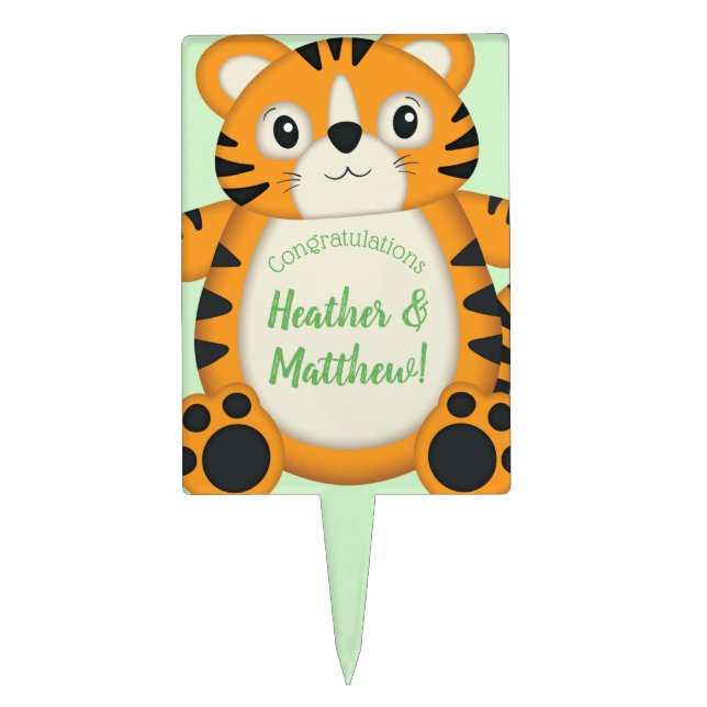 Tiger Baby Shower Safari Cake Topper (Front)