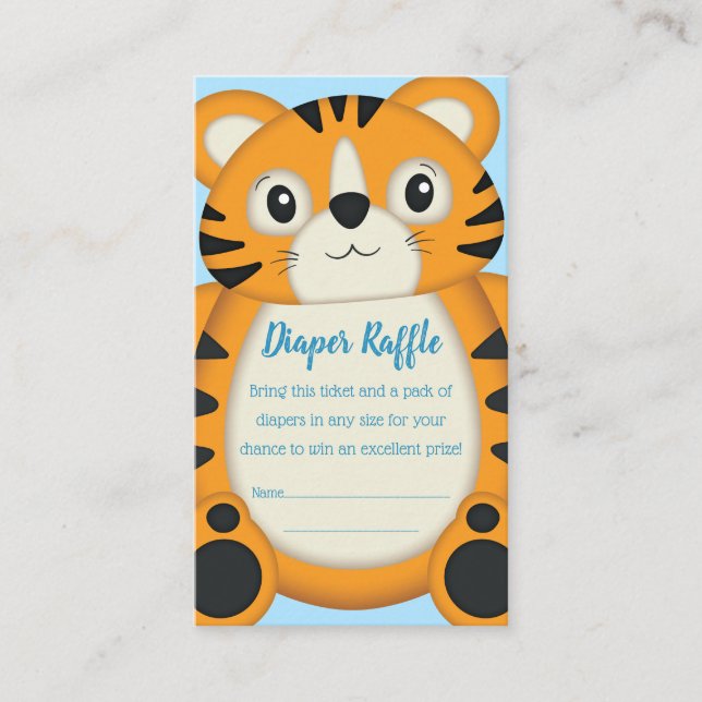 Tiger Baby Shower Safari Enclosure Card (Front)