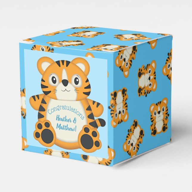 Tiger Baby Shower Safari Favor Boxes (Front Side)