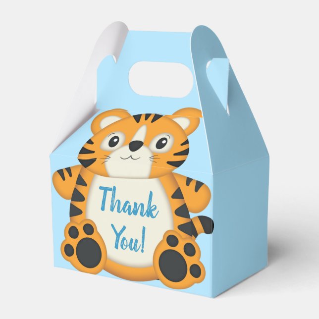 Tiger Baby Shower Safari Favor Boxes (Front Side)