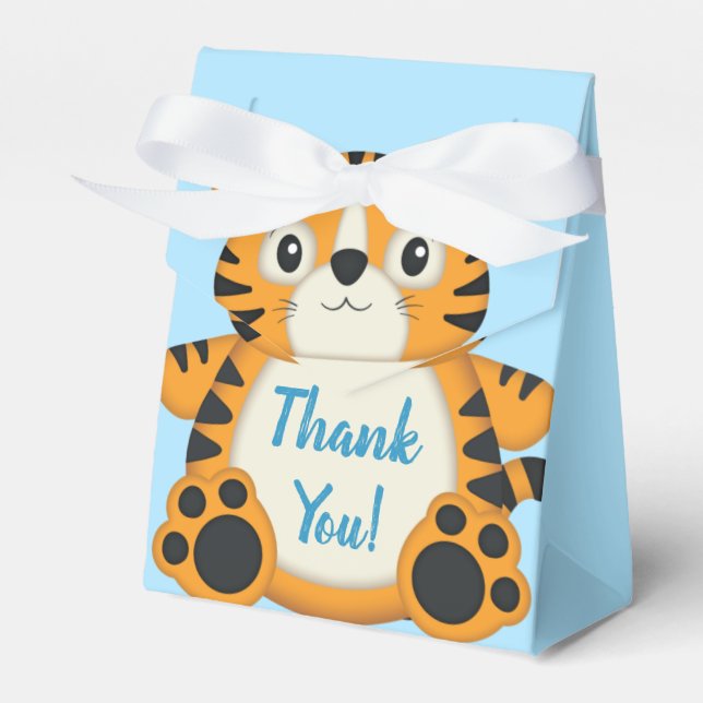 Tiger Baby Shower Safari Favor Boxes (Front Side)