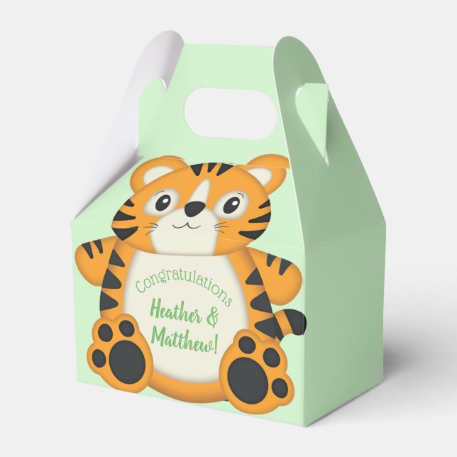 Tiger Baby Shower Safari Favor Boxes (Front Side)