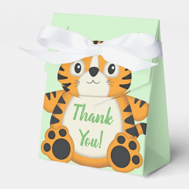 Tiger Baby Shower Safari Favor Boxes (Front Side)