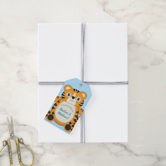 Tiger Baby Shower Safari Gift Tags (With Twine)