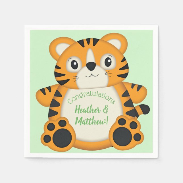 Tiger Baby Shower Safari Napkins (Front)