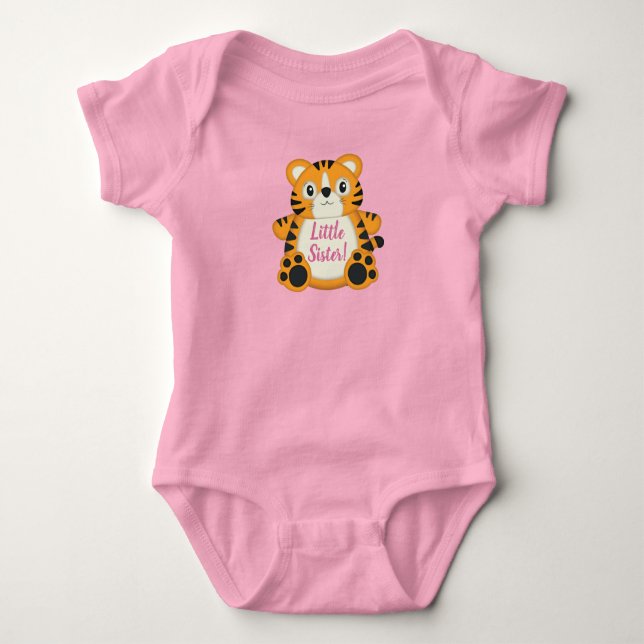 Tiger Baby Shower Safari Pink Girl Baby Bodysuit (Front)