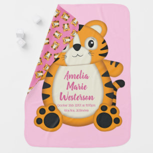 Tiger Baby Shower Safari Pink Girl Blanket