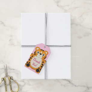 Tiger Baby Shower Safari Pink Girl Gift Tags
