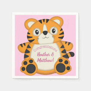 Tiger Baby Shower Safari Pink Girl Napkins