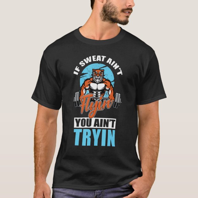 Tiger Barbell Weightlifter Workout Gym  Fitness Co T-Shirt (Front)