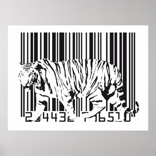 Tiger Barcode Art Poster