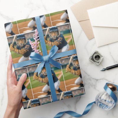 Tiger Baseball Player #27 Up To Bat Wrapping Paper