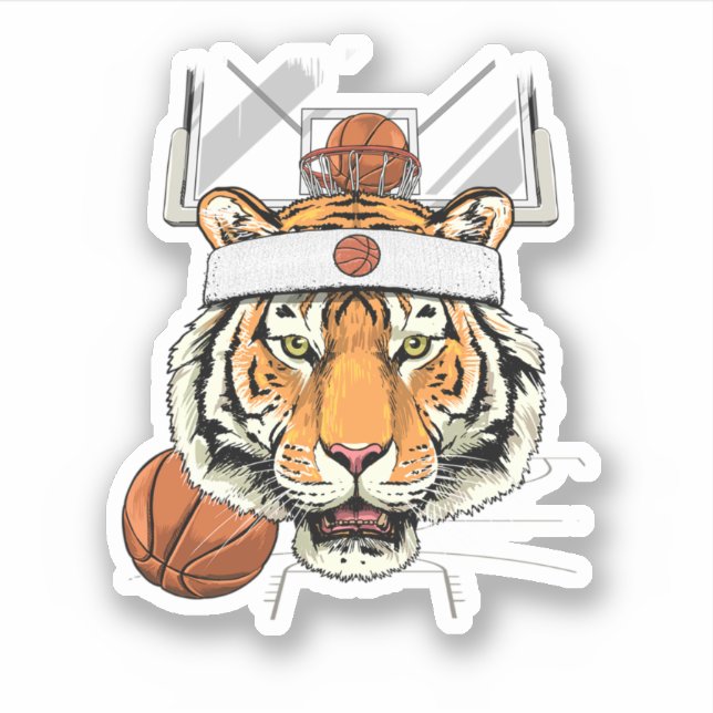 Tiger Basketball Tiger Lovers Basketball Player. P Sticker (Front)