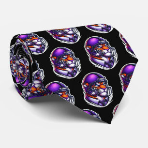 Tiger Bengal Mascot With Football Helmet Neck Tie