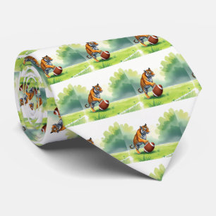 Tiger Bengal Mascot With Football   Neck Tie