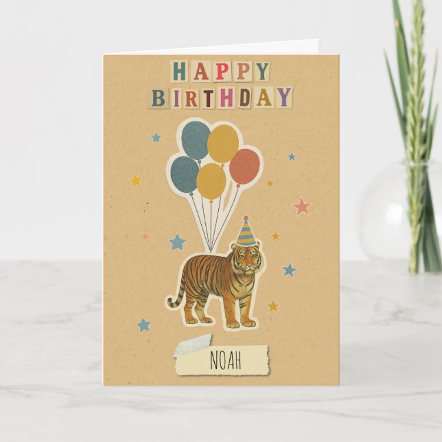 Tiger Birthday Card – Personalized Name (Front)