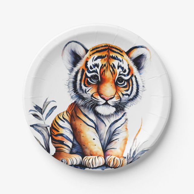 Tiger Birthday Celebration Paper Plates (Front)