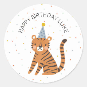 Tiger Birthday Classic Round Sticker