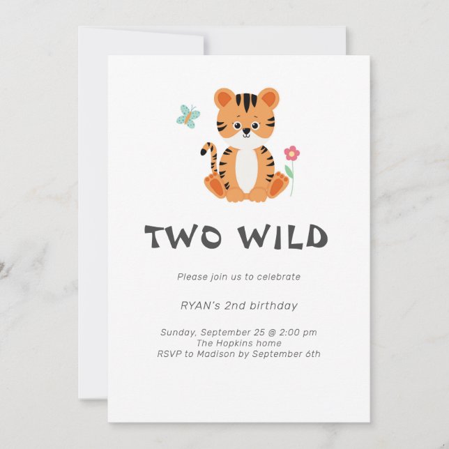 Tiger Birthday Invitation  (Front)