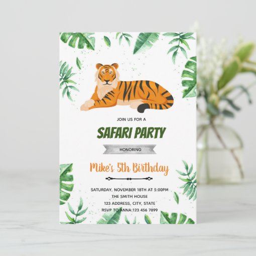 Tiger birthday invitation | Zazzle