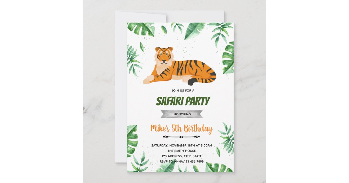 Tiger Birthday Invitation 