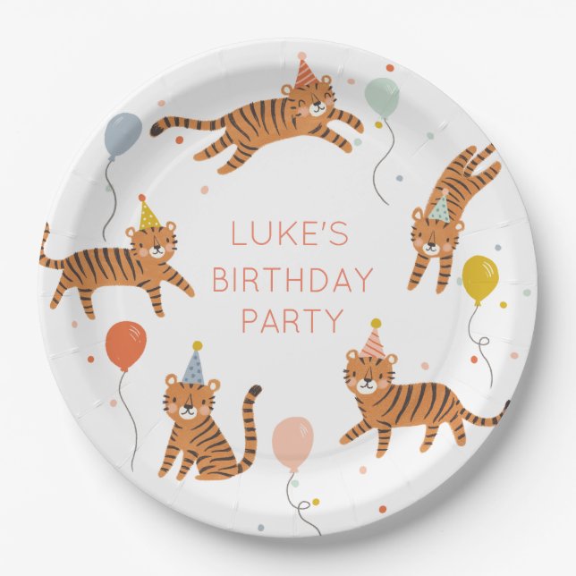 Tiger Birthday Paper Plates (Front)