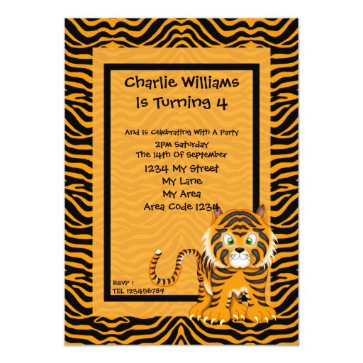 Tiger Birthday Party Card | Zazzle