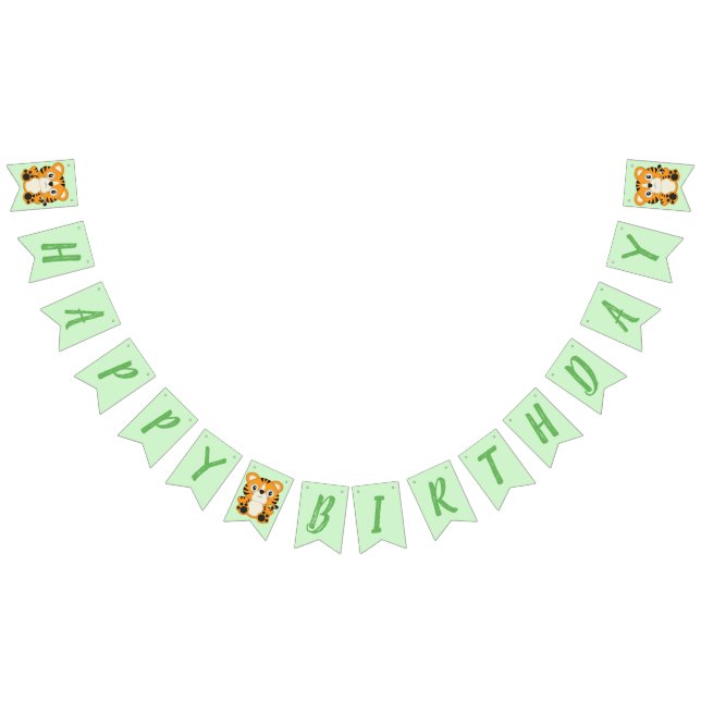 Tiger Birthday Party Green Bunting Flags (All)