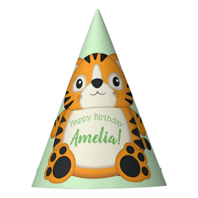 Tiger Birthday Party Green Hat (Front)