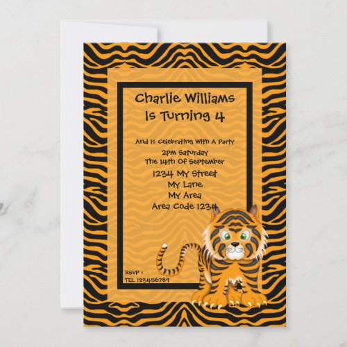Tiger Birthday Party Announcements