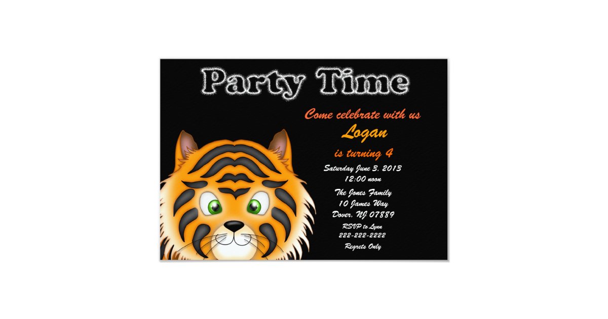 Tiger Birthday Party Invitations 2