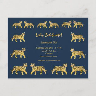 Tiger Birthday Party Invitation Postcard