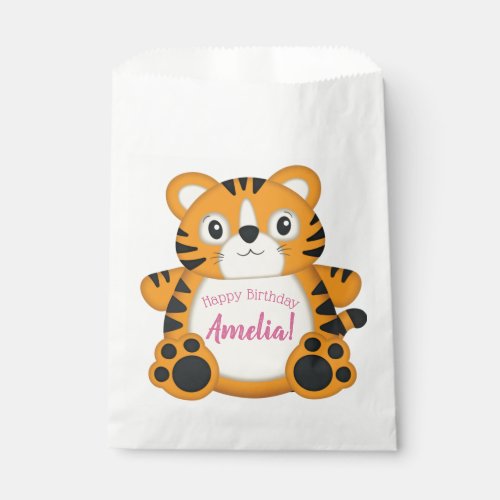 Tiger Birthday Party Pink Favor Bag