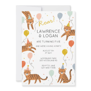 Tiger Birthday Party Two Names Invitation