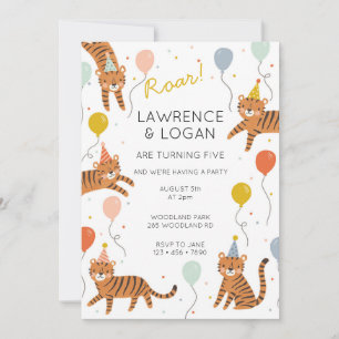 Tiger Birthday Party Two Names Invitation