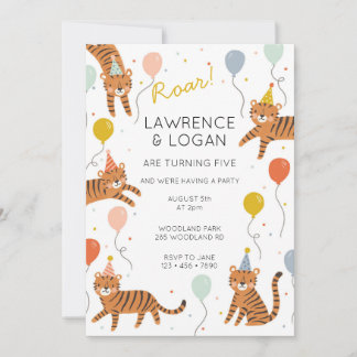 Tiger Birthday Party Two Names Invitation