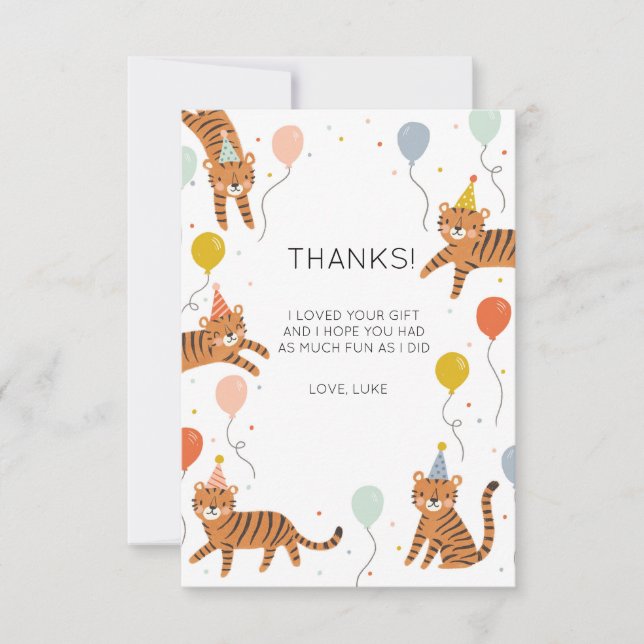 Tiger Birthday Thank You Card (Front)