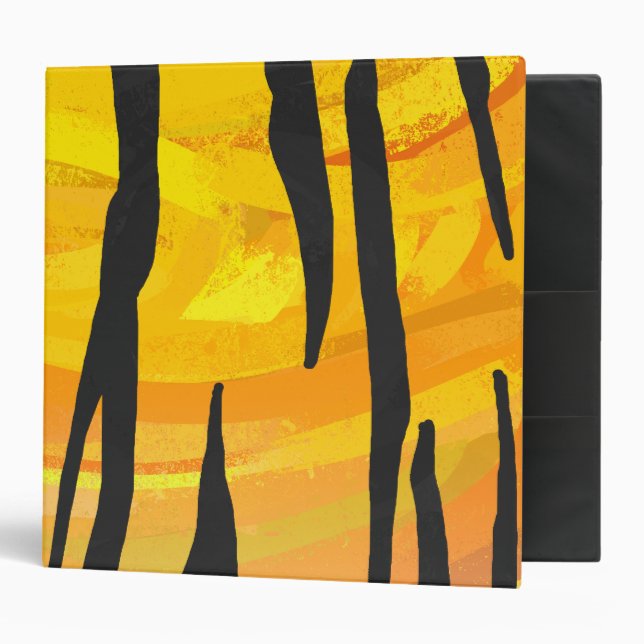 Tiger Black and Orange Print 3 Ring Binder (Front/Inside)