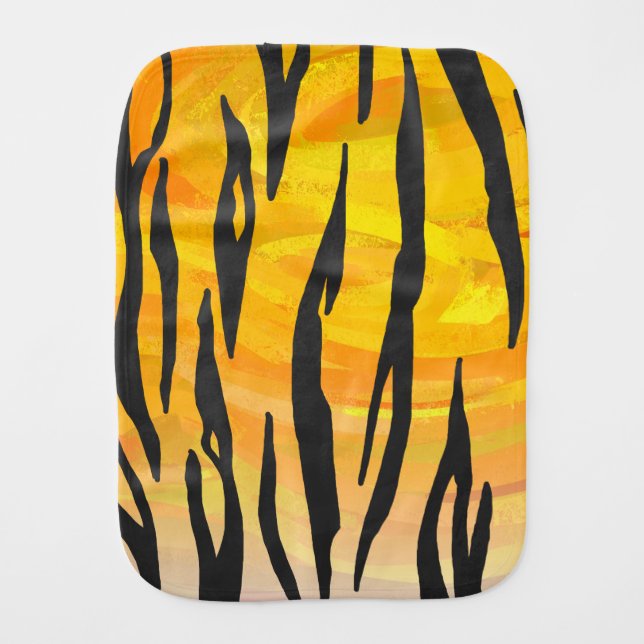 Tiger Black and Orange Print Baby Burp Cloth (Front)