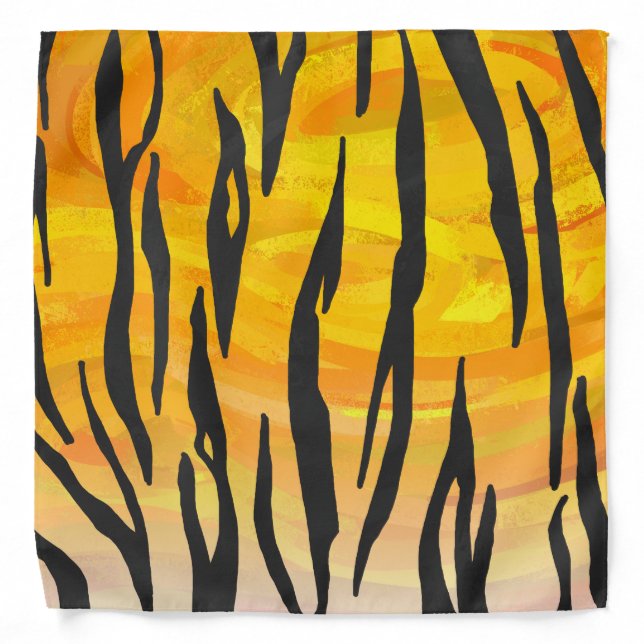 Tiger Black and Orange Print Bandana (Front)