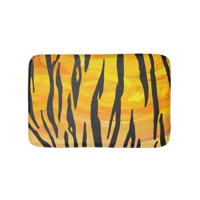 Tiger Black and Orange Print Bathroom Mat (Front)